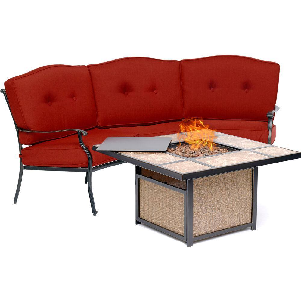 Hanover Traditions 2Piece Aluminum Patio Fire Pit Seating Set with Red
