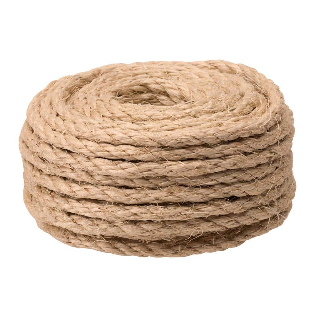 Everbilt 1 4 In X 50 Ft Twisted Sisal Rope Twine Natural The Home Depot