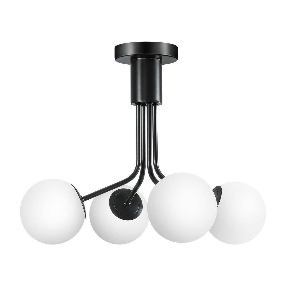 4 Lights Modern Mid-Century Ceiling Light Black Metal Sputnik Chandelier Dimmable With Glass Shade For Kitchen Island price history on PriceWatchPro