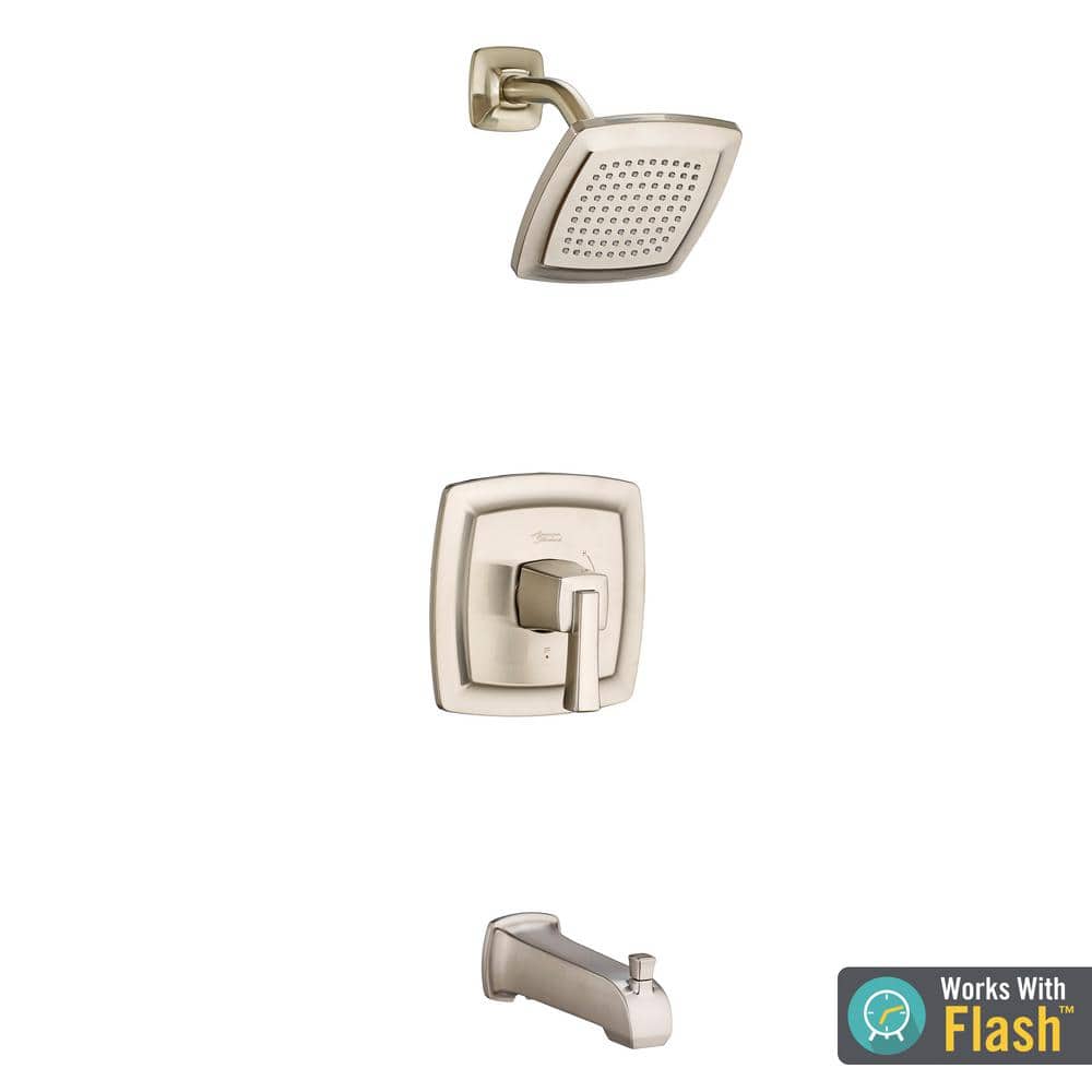 Brushed Nickel Wall Mounted Tub and Shower Faucet Set