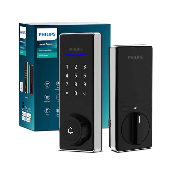 Satin Nickel Wi-Fi-Enabled Smart Deadbolt with Palm Recognition (Works with Many Smart Devices)