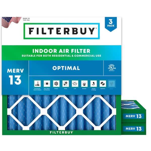 20 in. x 20 in. x 2 in. MERV 13 (FPR 10) Health Defense Pleated HVAC AC Furnace Air Filters Replacement (3-Pack)