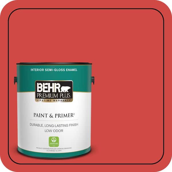 BEHR PREMIUM PLUS 1 gal. #P170-6 Race Car Stripe Semi-Gloss Enamel Low Odor Interior Paint & Primer