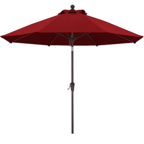 9 ft. Steel Market Push Tilt Outdoor Patio Umbrella, with 5-Year-Non-Fading Olefin Fabric in Red
