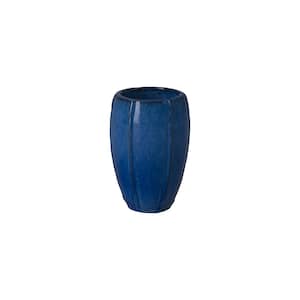 7 in. L x 10.5 in. H Blue Snow Ceramic Round Planter