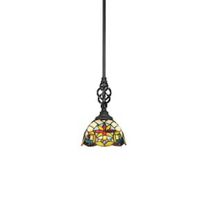 Bridgewater 100 W 1-Light Matte Black Standard Mini Pendant Light with Glass Shade