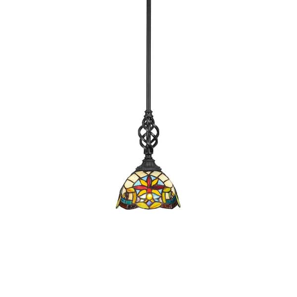 Unbranded Bridgewater 100 W 1-Light Matte Black Standard Mini Pendant Light with Glass Shade