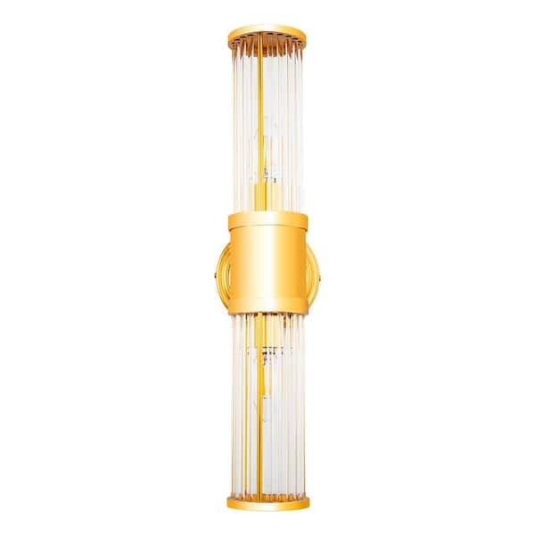 3 in. 2-Light Gold Vanity Light Fixture with Elegant Crystal Accents Bathroom Wall Sconce for Any Space