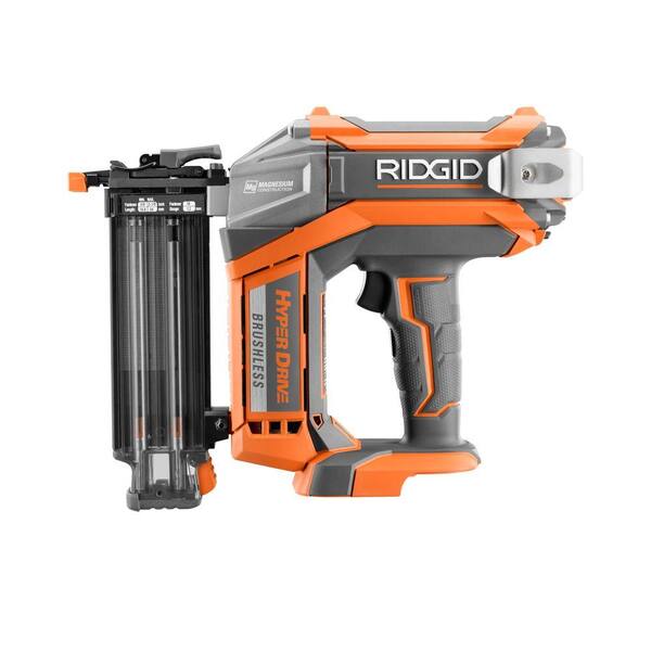 RIDGID - 18V Brushless Cordless HYPERDRIVE 18-Gauge 2-1/8 in. Brad Nailer (Tool Only) Belt Clip, Bag and Sample Nails
