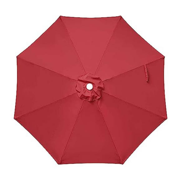 Unbranded 9 ft. Patio Umbrella Replacement Canopy for 8 Ribs, Table Market Yard Umbrella Replacement Top Cover (Canopy Only), Red