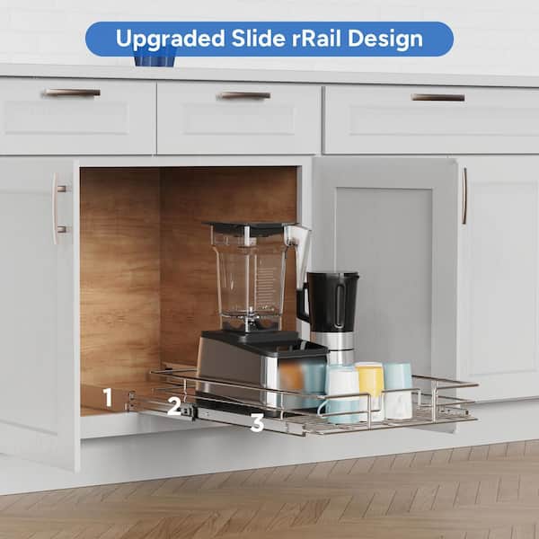 HOMLUX 2-Tier 11 in. W x 21 in. D Silver Metal Individual Pull Out