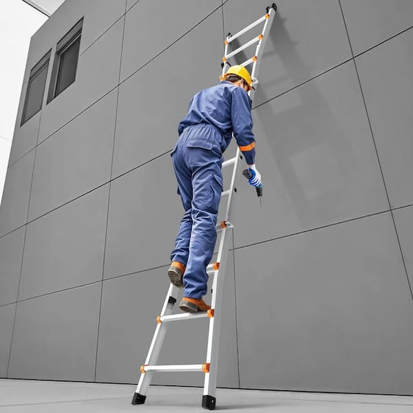 SKYSHALO Telescoping Ladder A Frame, 20.5 ft. Reach, Aluminium