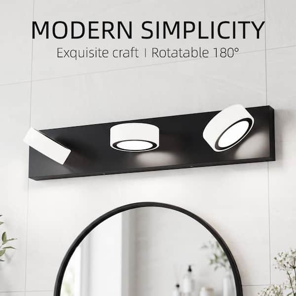 21 in. 3 Light Modern Black Vanity Light Fixture Bathroom Over Mirror Wall Lights with Iron Acrylic Minimalist Design