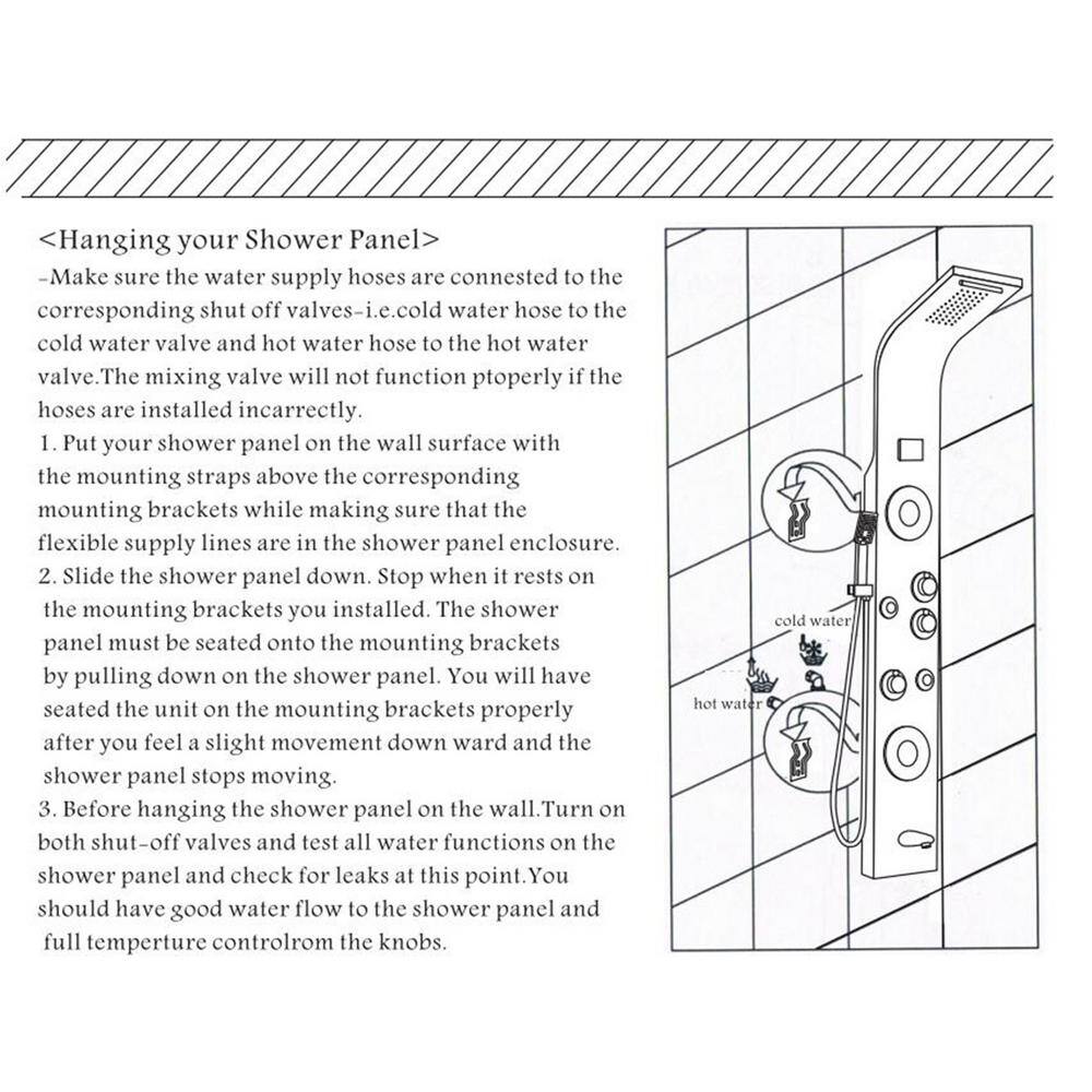 Brushed Nickel LED Rainfall Shower Panel with Body Jets