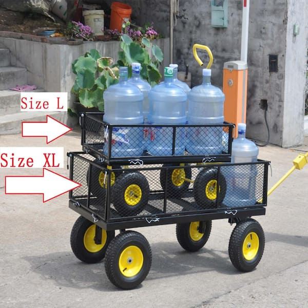 3.5 cu. ft. Metal Travel Garden Cart, Black, Outdoor Garden, Cargo Handling, Model L