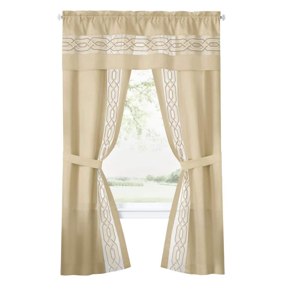 Paige 5 Piece Light Filtering Window Curtain Set - 55x63 - Tan price history on PriceWatchPro