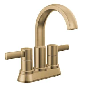 Albion Gold 4 in. Centerset 2-Handle Bathroom Faucet with Drain Kit Included in Champagne Bronze Gold