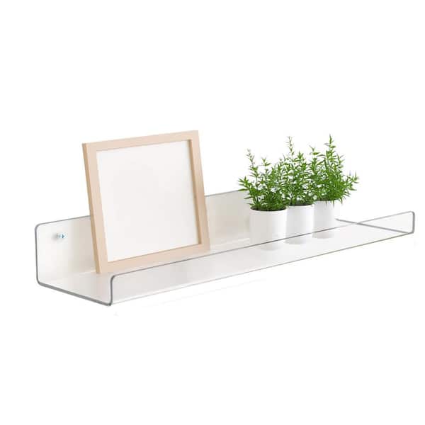 15 in. L Display Acrylic Floating Bookshelves with High Transparency, 4-Pack Clear