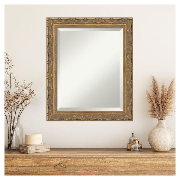 Filigree Gold 20.25 in. x 24.25 in. Beveled Traditional Rectangle Framed Wall Mirror