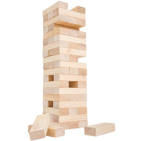 Hey! Play! Giant Wood Block Stacking Game Jumbo Pine Wood Blocks Outdoor Backyard Entertainment for The Family and Kids (54-Piece)