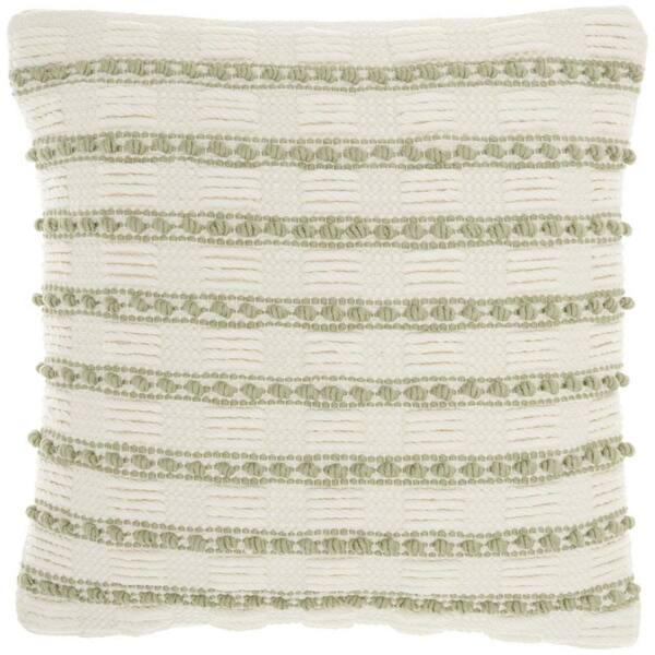 Homeroots Jordan Sage Striped Cotton 18, Sage Green Throw Pillows For Sofa
