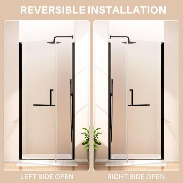 Yingze 34 in. W x 72 in. H Pivot Frameless Shower Door in Matte