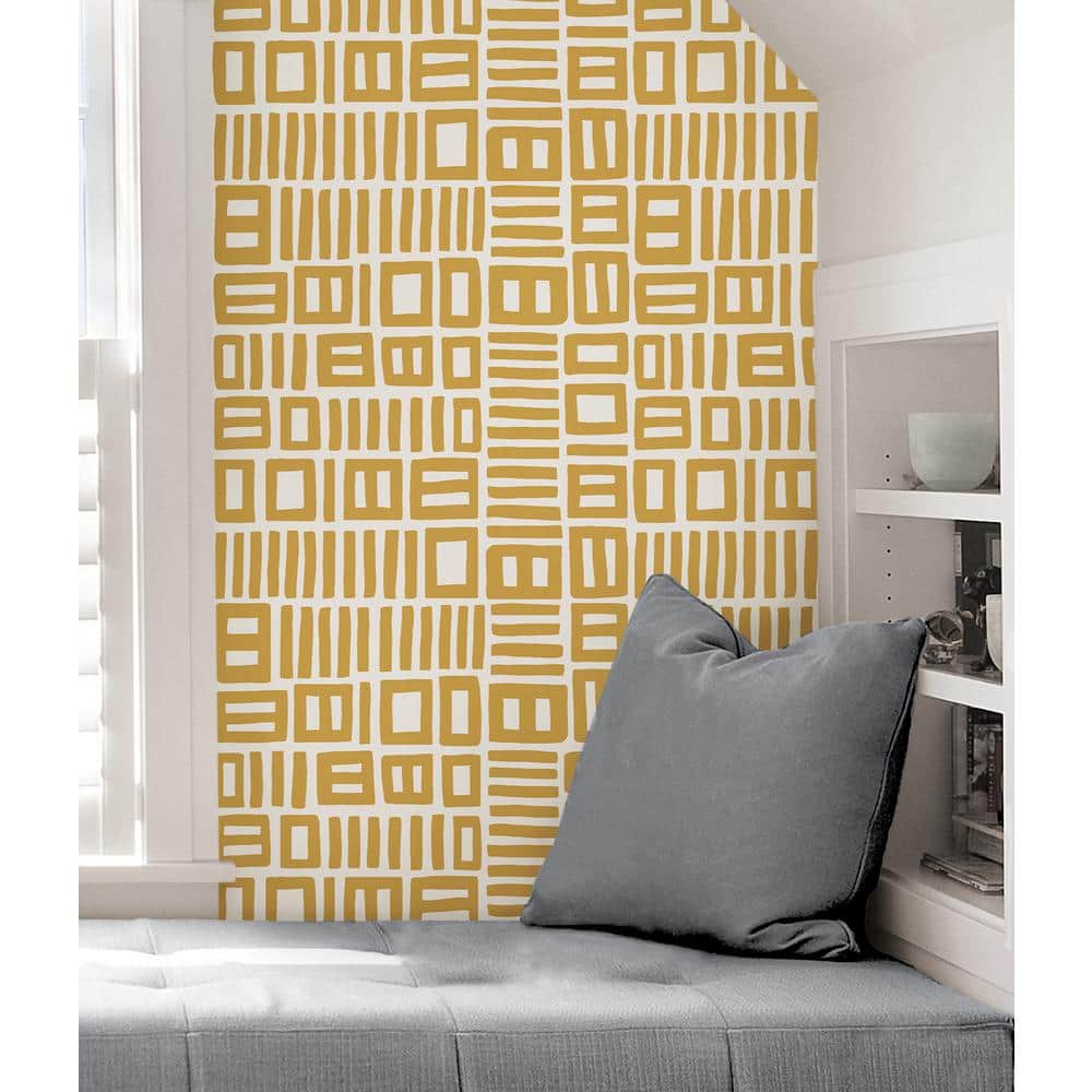 Yellow Geometric Self-Adhesive Peel & Stick Wallpaper Roll