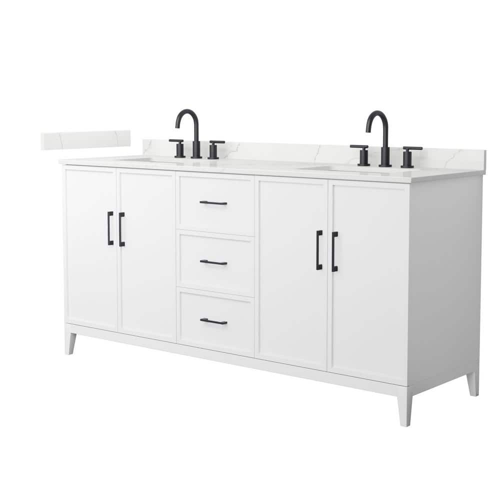 Elan 72 in. W x 22 in. D x 35 in. H Double Bath Vanity in White with Giotto Quartz Top price history on PriceWatchPro