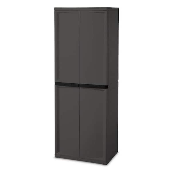Adjustable 70 in. 4-Shelf Storage Cabinet With Doors, Gray