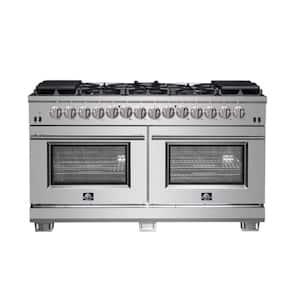 Massimo 60 in. 10-Sealed Burners Freestanding Dual Fuel Range in Stainless Steel Convention Oven