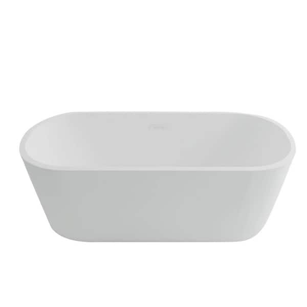 59.06 in. x 31.1 in. Acrylic Flatbottom Freestanding Soaking Bathtub in Glossy White