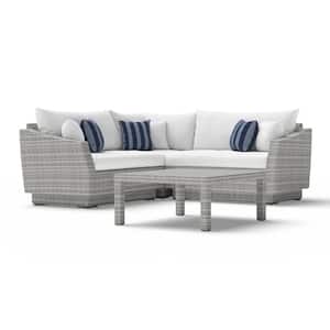 Cannes 4-Piece Wicker Outdoor Sectional Set with Sunbrella Centered Ink Cushions