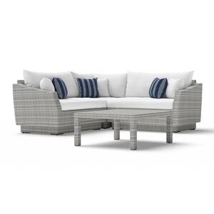 Cannes 4-Piece Wicker Patio Conversation Set with Sunbrella Centered Ink Cushions