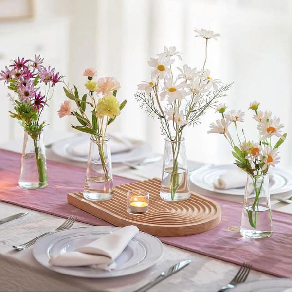 5.3 in. Clear Glass Vase Set of 24 Decorative Vase for Wedding Party Centerpiece Home Table Decor YC0249