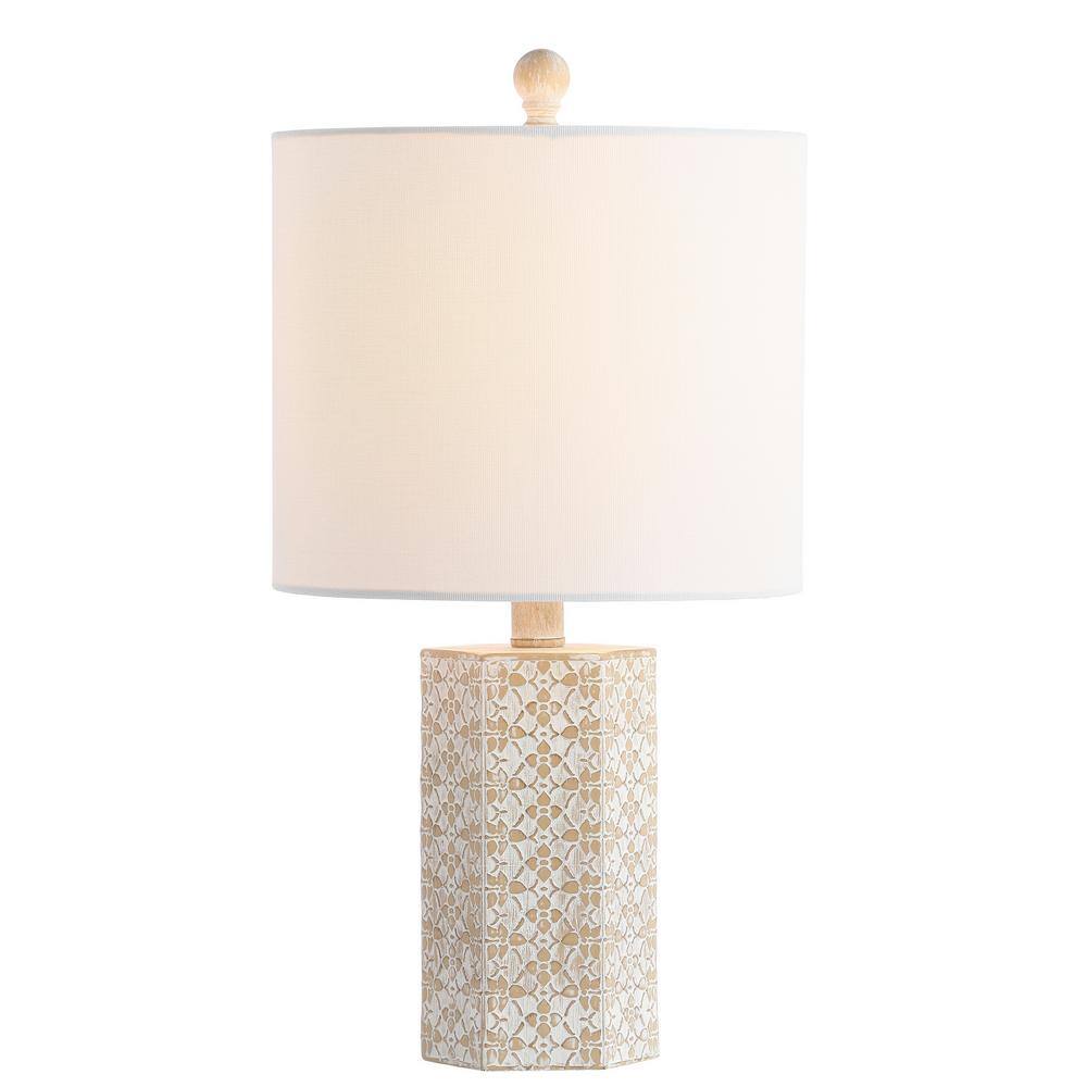 Makayla Geometric Engraved Beige Table Lamp