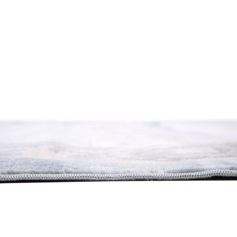 Serene Light Blue Floral 9' x 12' Handmade Synthetic Rug