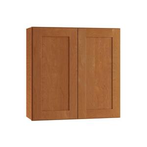 Hargrove Assembled 36 x 30 x 12 in. Plywood Shaker Wall Kitchen Cabinet Soft Close in Stained Cinnamon