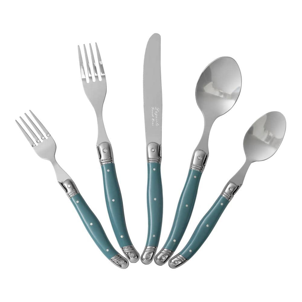 Aegean Teal Stainless Steel Flatware Set, Service for 4