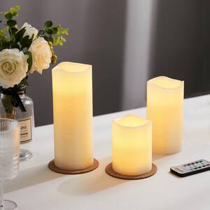 Ivory Iridescent Pearlescent Melted Edge LED Pillar Candles (Set of 3)