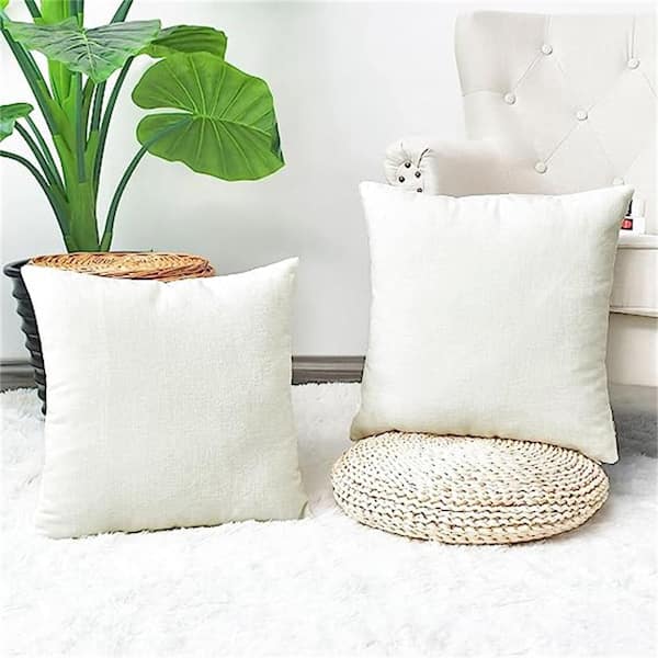 CaliTime Pack of 2 Cozy Throw Pillow Covers Cases for Couch Sofa Home Decoration Solid Dyed Soft Chenille 22 x 22 inches-Pack of
