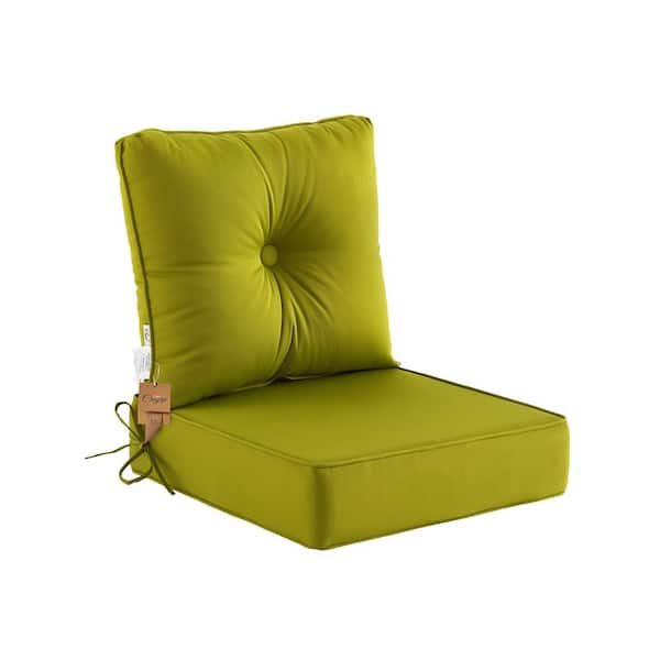 BLISSWALK Deep Seat High Back Chair Cushions Outdoor Replacement Patio Seating Cushions,Seat 24 in.L x24 in.Wx 6 in.H,Grass Green