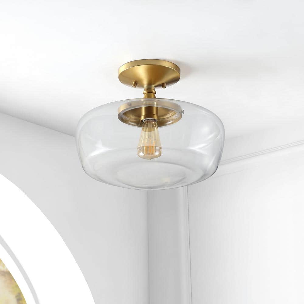 Marfa 17" Brass Gold Glass Farmhouse Modern LED Flush Mount