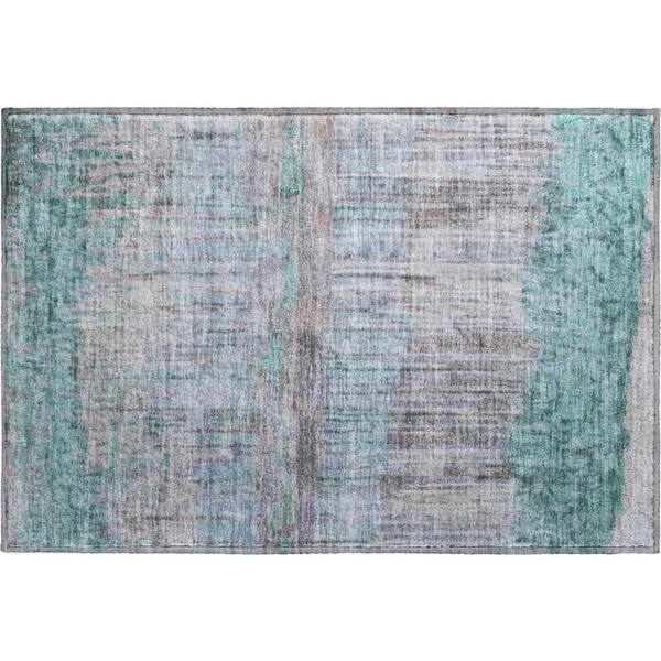 Mayfield Premium Machine Washable Abstract AMF2428 Teal 2 ft. x 3 ft. Accent Rug