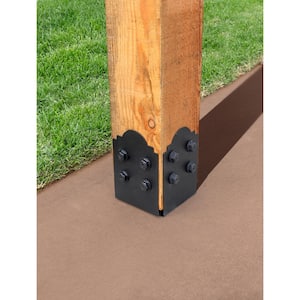 Outdoor Accents Mission Collection ZMAX Black Post Base Side Plate for 10x Lumber (2-Pack)