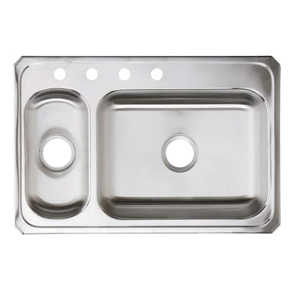 Elkay Celebrity Drop-In Stainless Steel 33 in. 4-Hole Double Bowl Kitchen Sink - Left Configuration