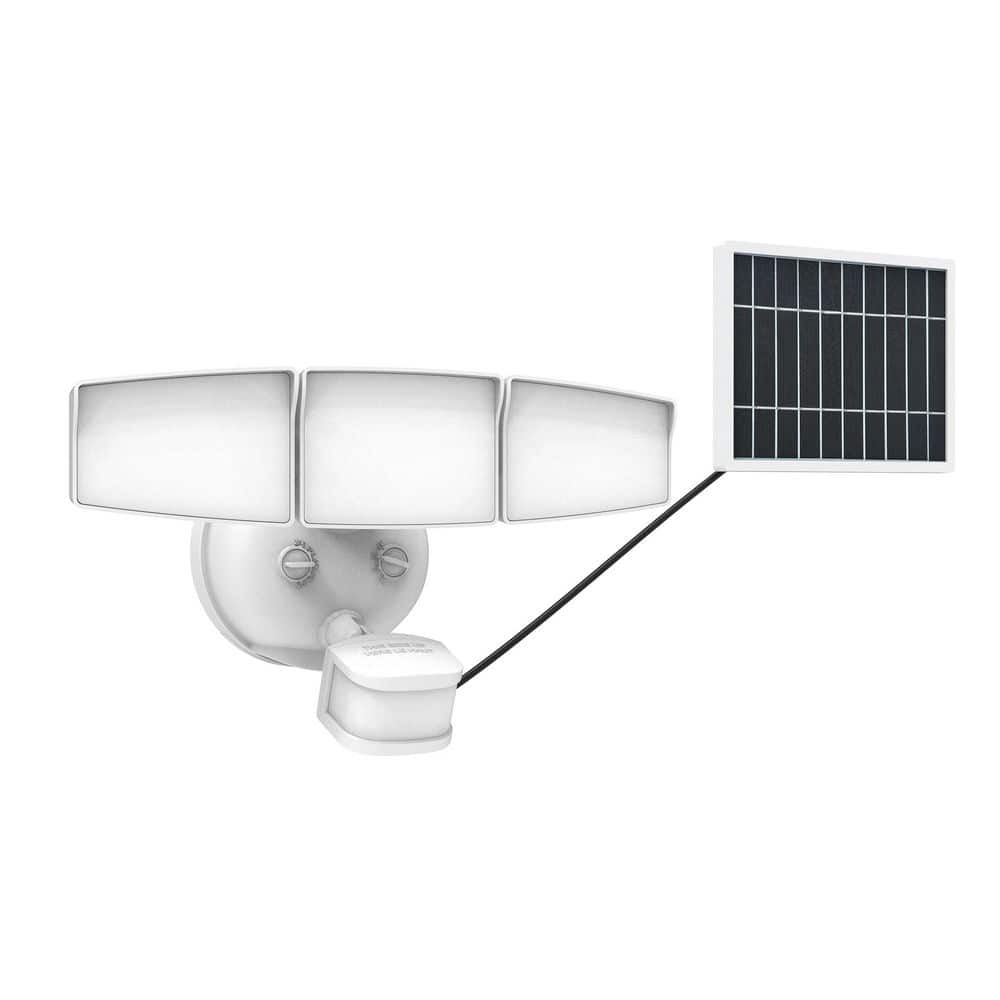 Next Gen Solar-Powered LED Security Floodlight, 3 Head w/ Motion Sensing, Dusk to Dawn, Adjustable Brightness-White price history on PriceWatchPro