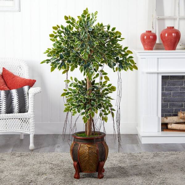 6' Ficus Artificial Topiary Tree; UV Resistant (Indoor/Outdoor), Color:  Green - JCPenney