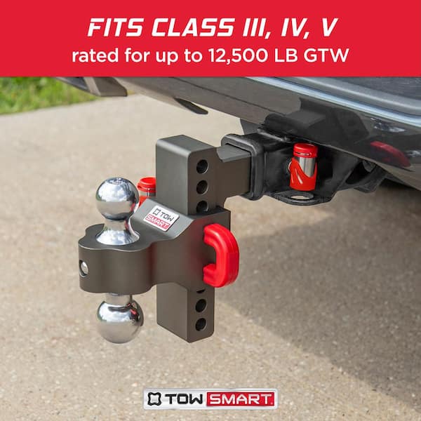 Class V, 12,500 lbs. 6 in. Drop to 6 in. Rise, Adjustable Trailer Hitch Dual Ball Mount