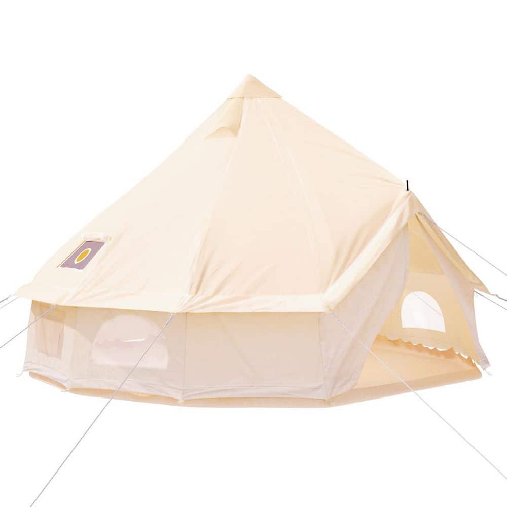 SKYSHALO 5-8 Person Canvas Glamping Bell Tent, Breathable SKYSHALO 5-8 Person Canvas Glamping Bell Tent, Breathable