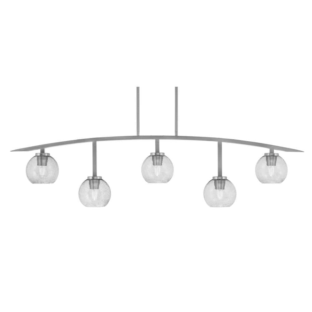 Siena 51.25 in. 5-Light Graphite Chandelier with 5.75 in. Smoke Bubble Glas